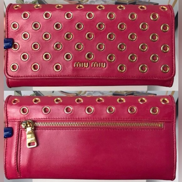 GUC MIU MIU Nappa Vele Azalea Leather Continental Wallet ππ₯ - Picture 2 of 5